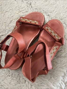 Merrill Women's woven Rust Leather Sport Sandals -